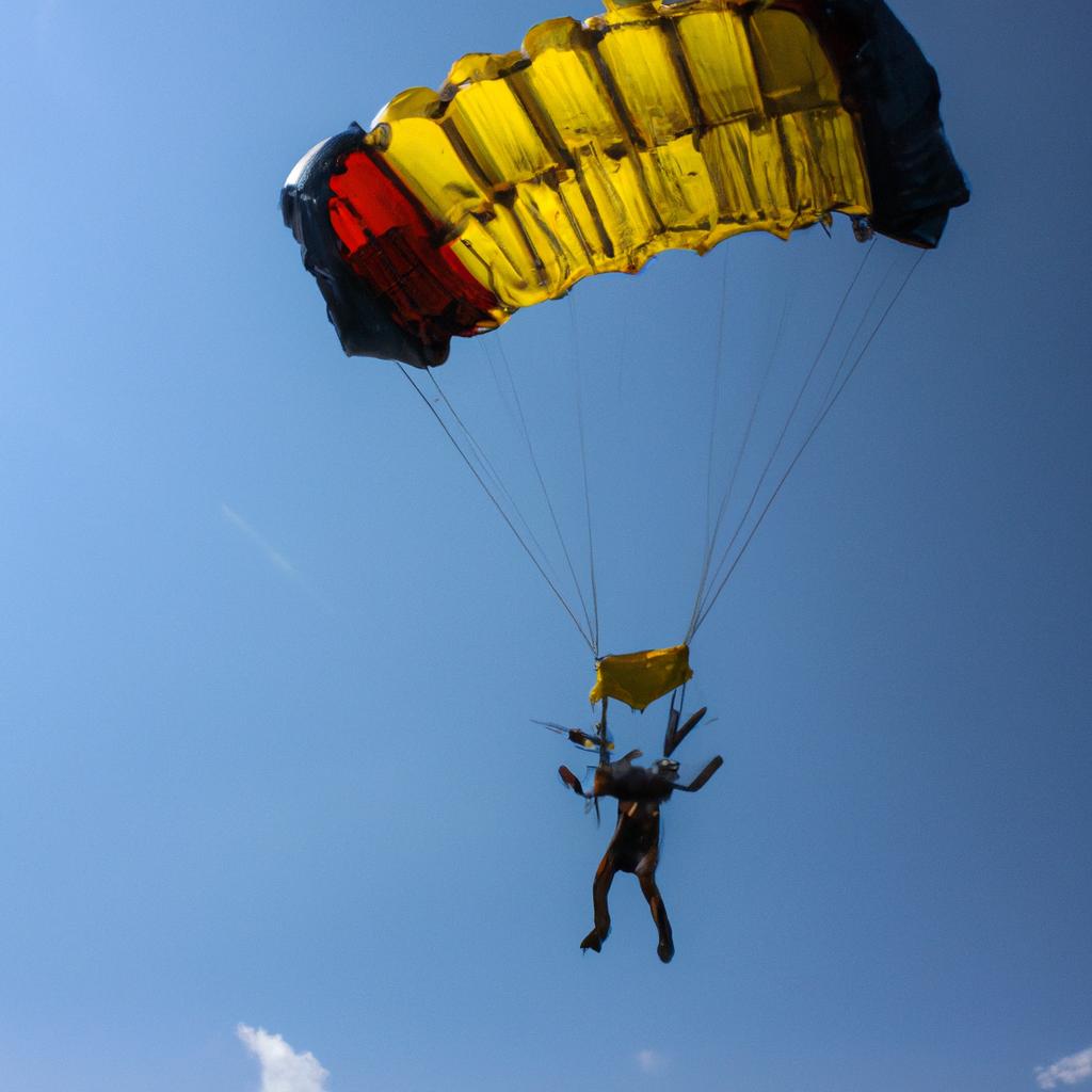 Person skydiving from stable platform
