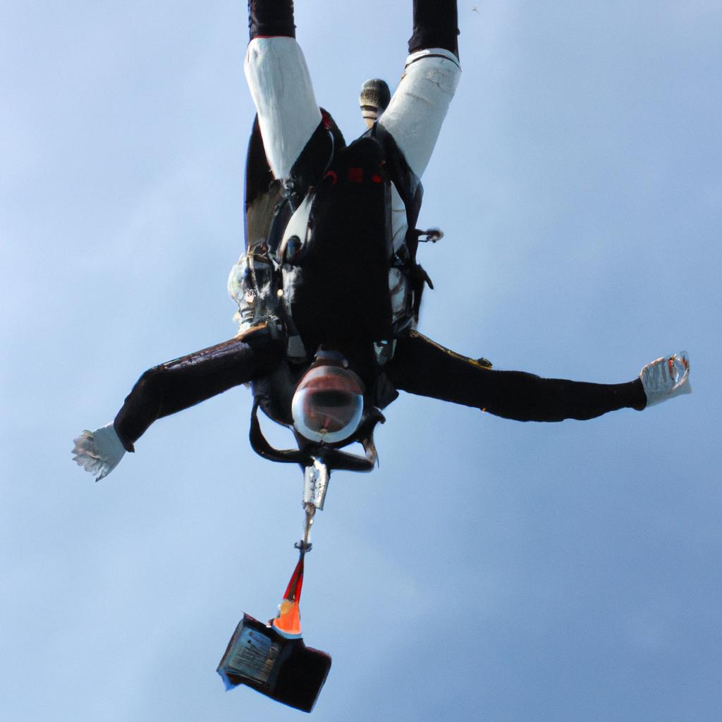 Person skydiving with camera