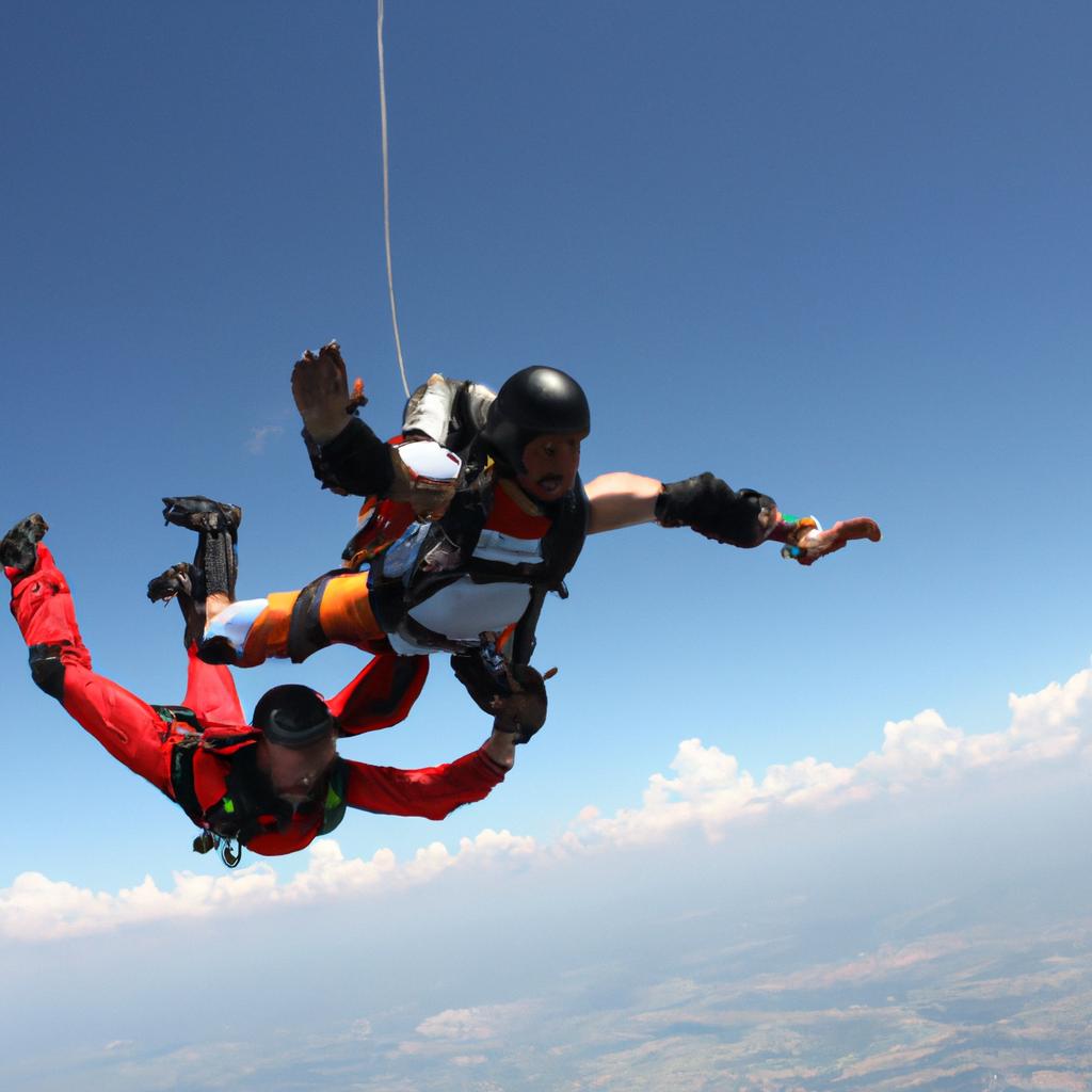 Person skydiving with professional instructor