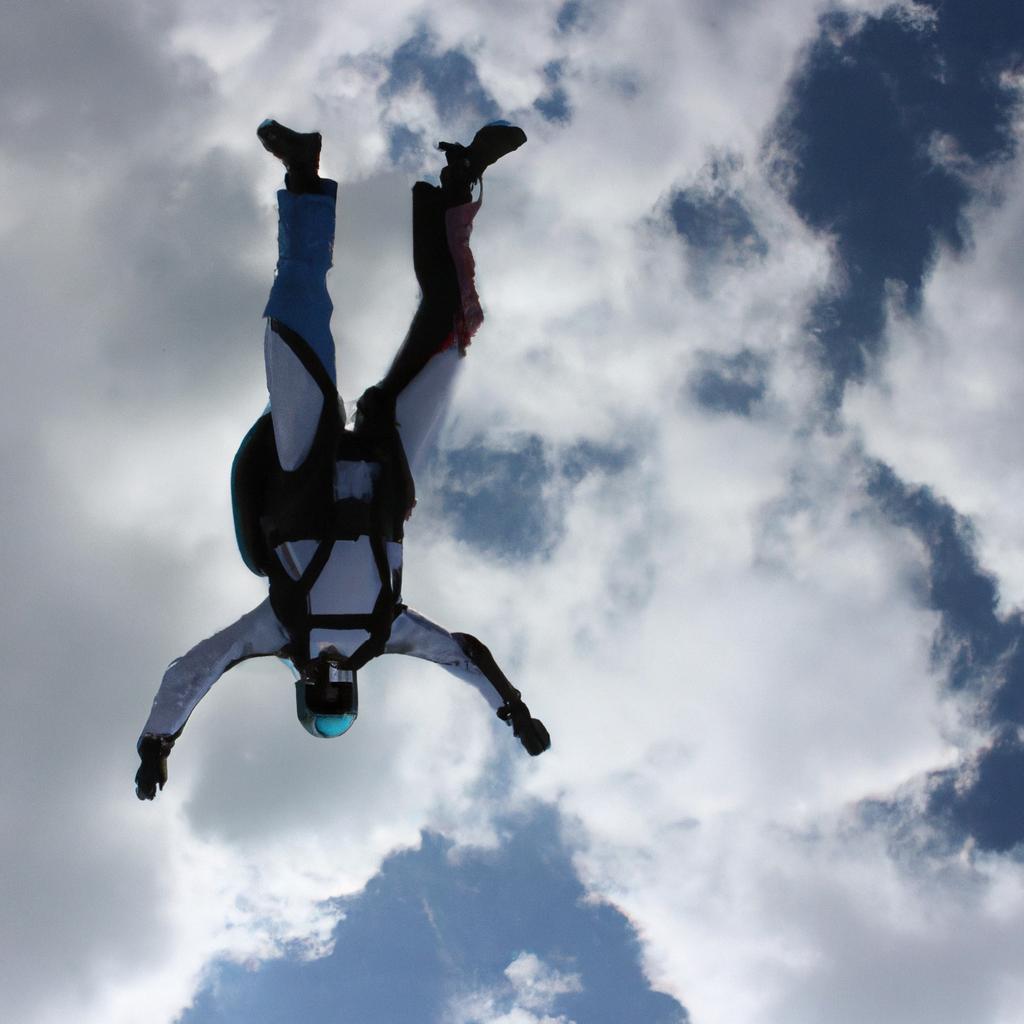 Person skydiving with camera mount